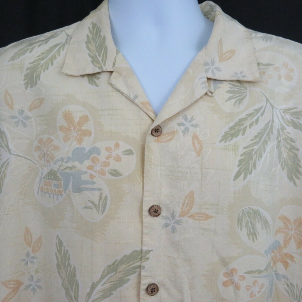 Tommy Bahama Hut Flower Hawaiian Aloha Shirt Silk